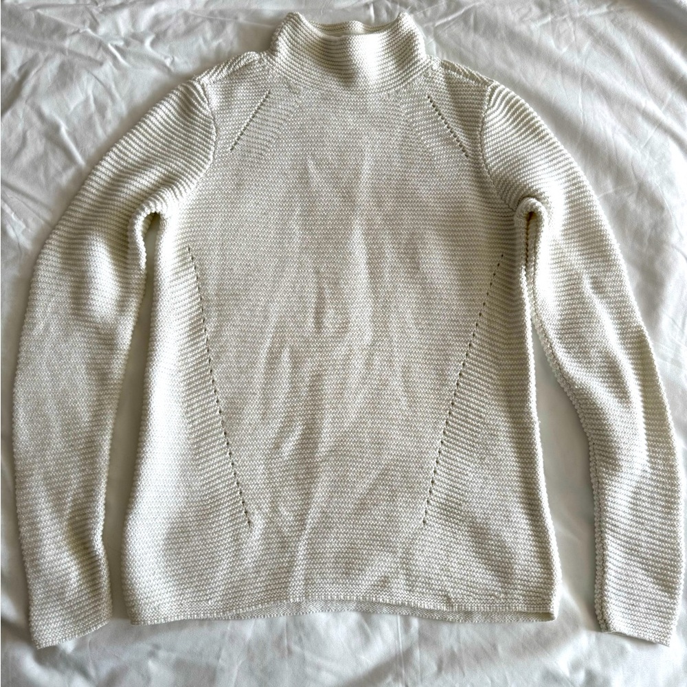 J. Mclaughlin Mock Neck Tunic Sweater Ribbed Wool blend Career Casual Sz S